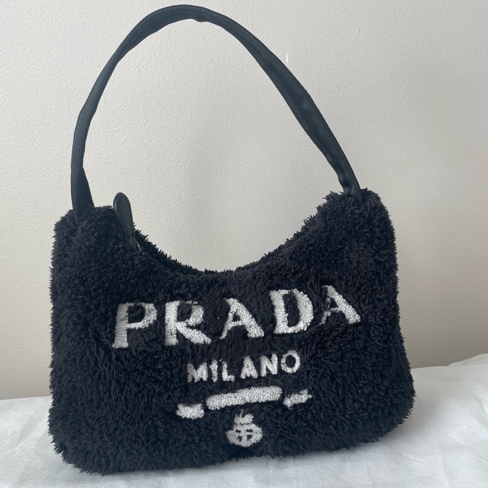 Prada Re-Edition Black Fur Handbag
